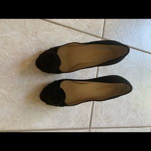 Prada open toe black heels. Size 37.9 USA size 9.